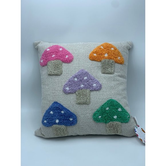 Brocante Multi Colored Mushroom Decorative Throw Pillow 20" x 20" - Picture 1 of 7